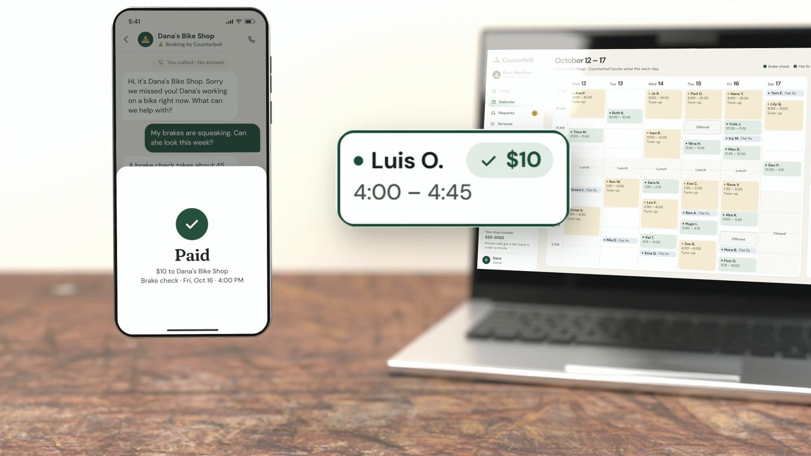 Luis's booking in mid-flight from his phone to the calendar on the laptop