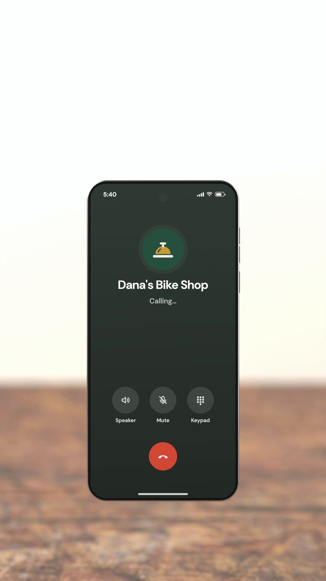Luis's phone calling Dana's Bike Shop